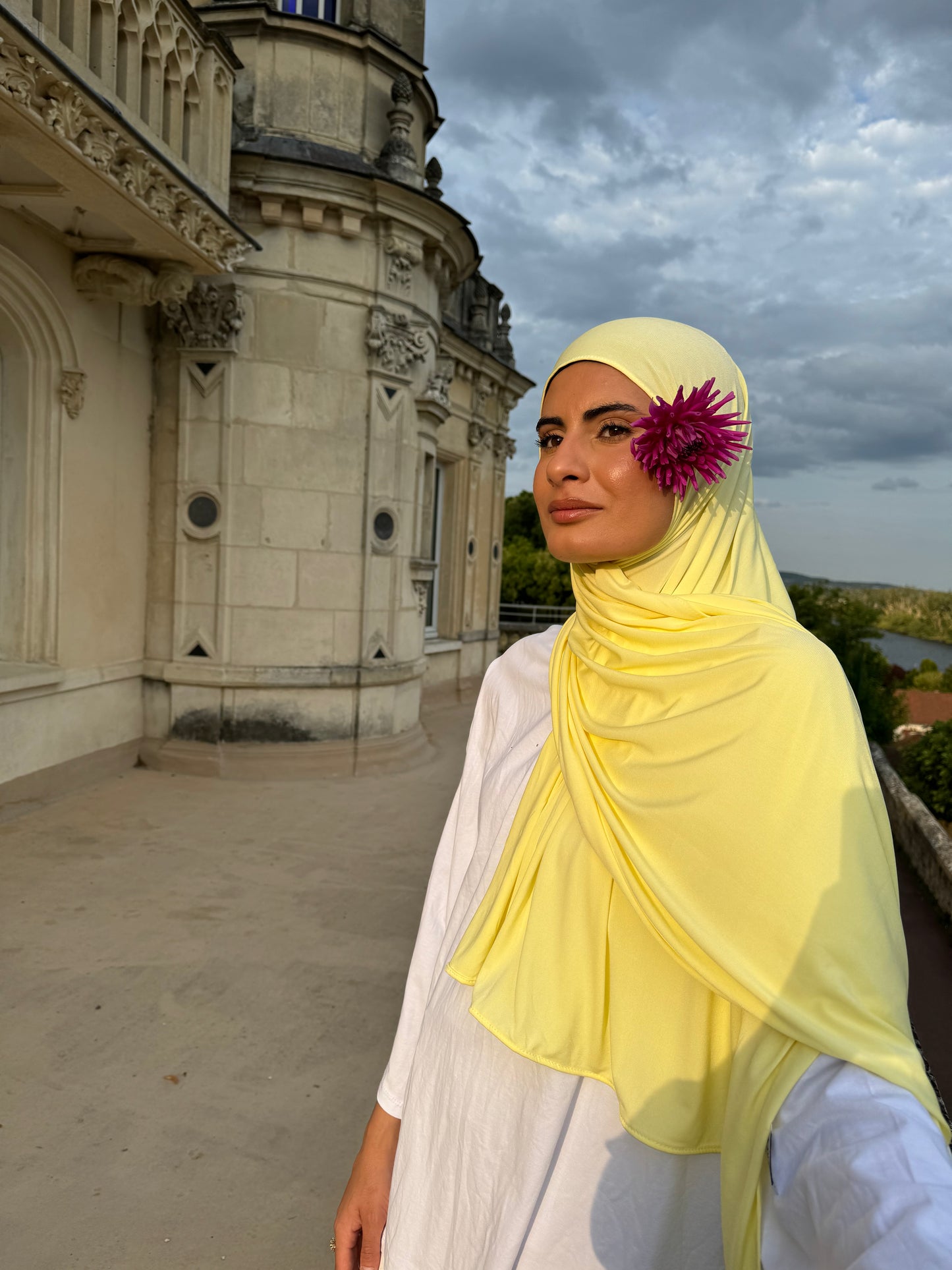 Hijab en Jersay premium jaune clair