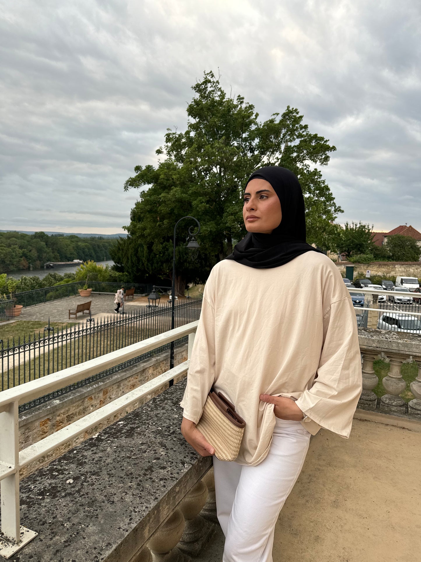 T-shirt manche longue beige