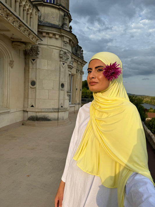Hijab en Jersay premium jaune clair